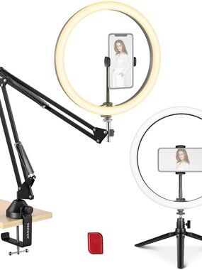 NEEWER 12” Ring Light Kit w/ Arm + Tripod – Perfect for Content & Zoom